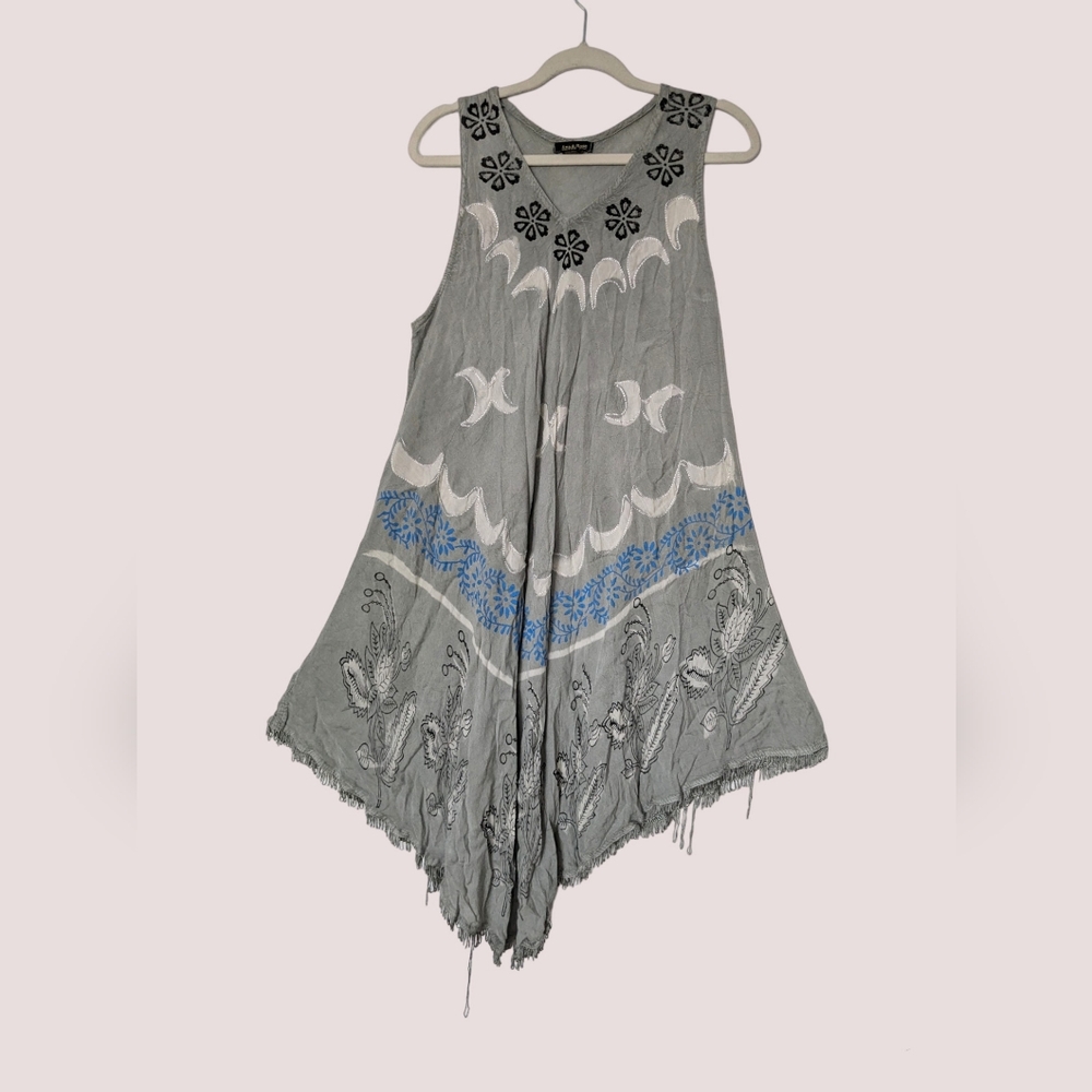 Midi sundress hippie boho dress sage green one Size M/L